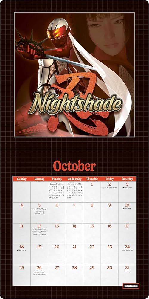 Amazon.com: Shinobi 2026 Wall Calendar: 0663899978722: Sega